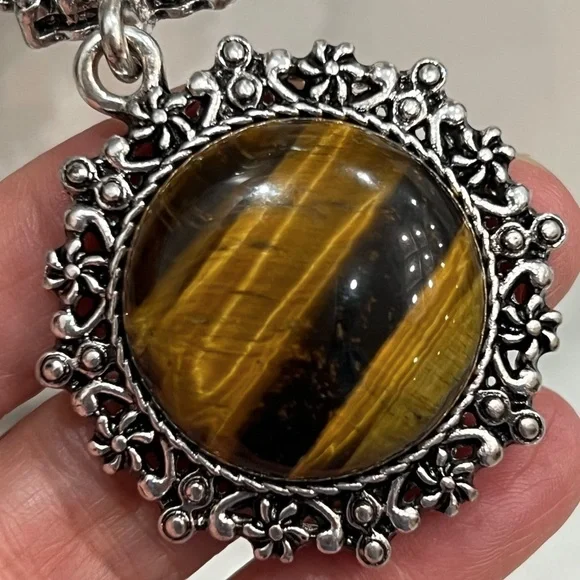 Tiger’s Eye Silver Drop 22-24” Necklace